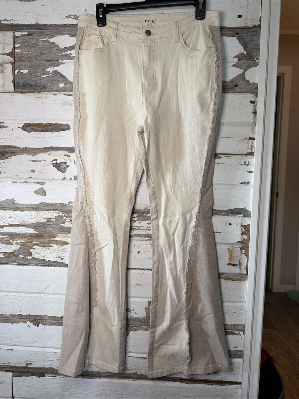 POL Two-Tone Cream and Beige Flare Pants 9